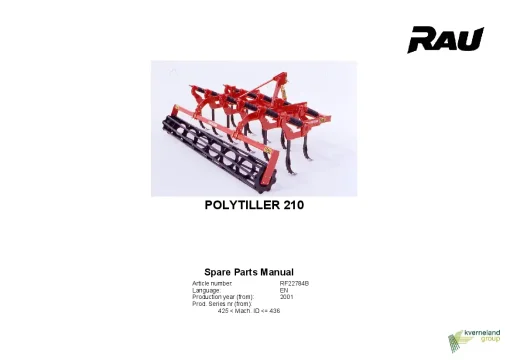RAU Polytiller 210 Cultivators stubble 2001 Parts Manual Catalog PDF Download