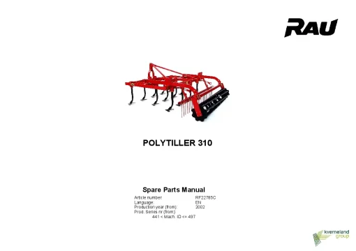 RAU Polytiller 310 Cultivators stubble 2002 Parts Manual Catalog PDF Download