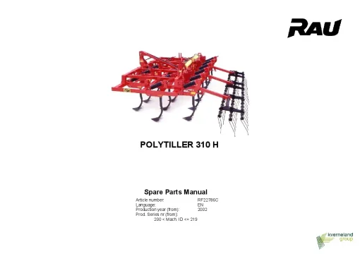 RAU Polytiller 310 H Cultivators stubble 2002 Parts Manual Catalog PDF Download