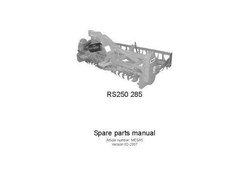 RAU RS250 285 Rotary tiller 2007 Parts Manual Catalog PDF Download