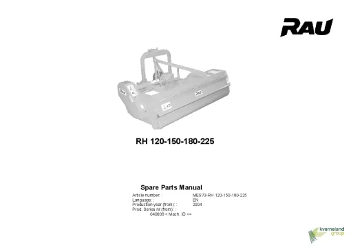 RAU Rotocut H RH- 120 150 180 225 Choppers Parts Manual Catalog PDF Download