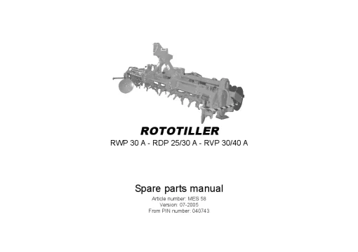 Rotary Rt30 RAU Rototiller RWP30A RDP- 25 30 -A RVP- 30 40-A Rotary tillers 2005 ...