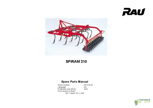 RAU Spiram 210 Cultivators stubble 2001 series 687-699 Parts Manual Catalog PDF Download