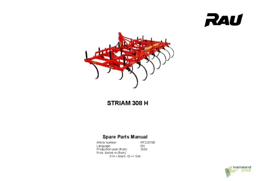 RAU Spiram 308 H Cultivators stubble 2000 series 514-534 Parts Manual Catalog PDF Download