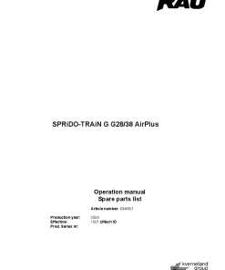 RAU Sprido-Train G G28-38 mit AirPlus 2004 Operation Maintenance and Parts Manual PDF download