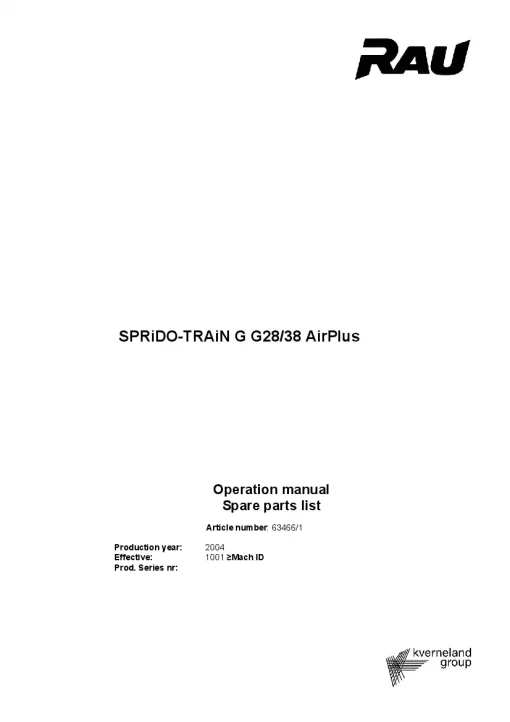 RAU Sprido-Train G G28-38 mit AirPlus 2004 Operation Maintenance and Parts Manual PDF download
