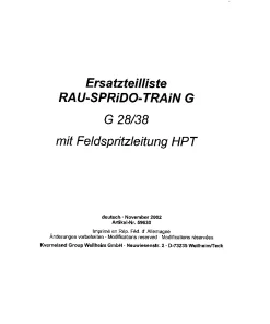 RAU Sprido-Train G G28-38 mit Feldspritzleitung HPT Parts Manual Catalog PDF Download