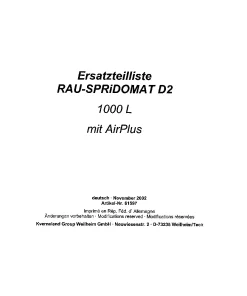 RAU Spridomat D2 1000L mit AirPlus Sprayers Mounted before 2004 Parts Manual Catalog PDF Download