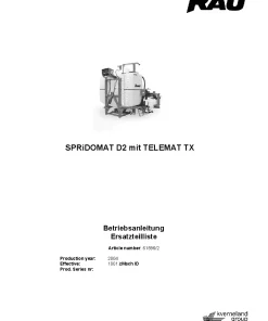 RAU Spridomat D2 mit Telemat Sprayers Mounted 2004 Parts Manual Catalog PDF Download