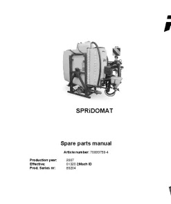 RAU Spridomat Sprayers Mounted 2007 Parts Manual Catalog PDF Download