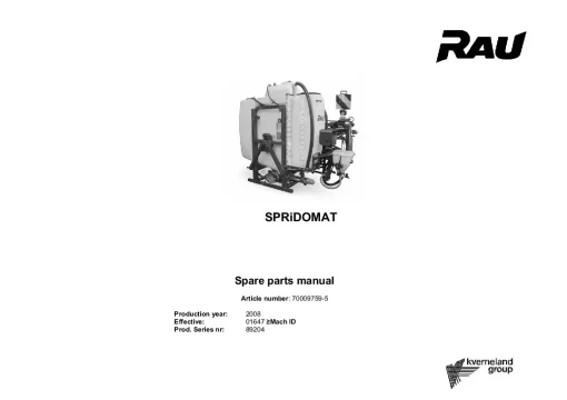 RAU Spridomat Sprayers Mounted 2008 Parts Manual Catalog PDF Download