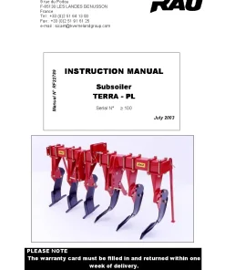 RAU TERRA PL Subsoilers 2003 Operation Maintenance and Parts Manual PDF download