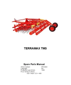 RAU TERRAMAX TM3 Cultivators seedbed 1998 Parts Manual Catalog PDF Download