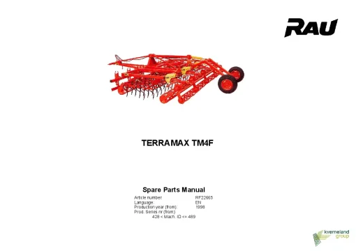 RAU TERRAMAX TM4F Cultivators seedbed 1998 Parts Manual Catalog PDF Download