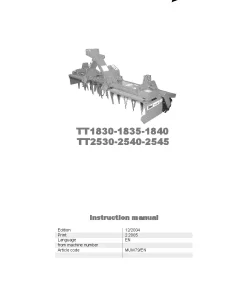 RAU TT- 1830 1835 1840 TT- 2530 2540 2545 Power Harrows Operation Maintenance Manual PDF download