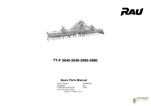 RAU TT-F-3540 3545 3550 3560 Power Harrows Parts Manual Catalog PDF Download