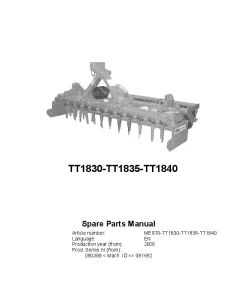 RAU TT1830-TT1835-TT1840 Power Harrows 2008 series 080388-081692 Parts Manual Catalog PDF Download