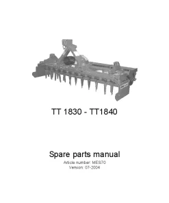 RAU TT1830 TT1840 Power Harrows 2004 Parts Manual Catalog PDF Download
