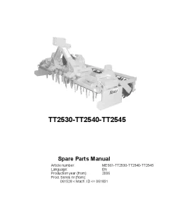 RAU TT2530 TT2540 TT2545 Power Harrows 2006 series 061528-061831 Parts Manual Catalog PDF Download