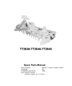 RAU TT2530 TT2540 TT2545 Power Harrows 2006 series 061832-072214 Parts Manual Catalog PDF Download