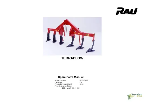 RAU Terraplow Cultivators stubble 1990 Parts Manual Catalog PDF Download