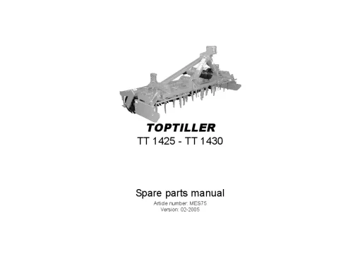 RAU Toptiller TT1425 TT1430 Power Harrows 2005 Parts Manual Catalog PDF Download