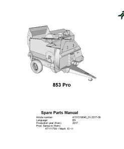 SM 853 PRO Bale Choppers 2017 Parts Manual Catalog Pdf Download