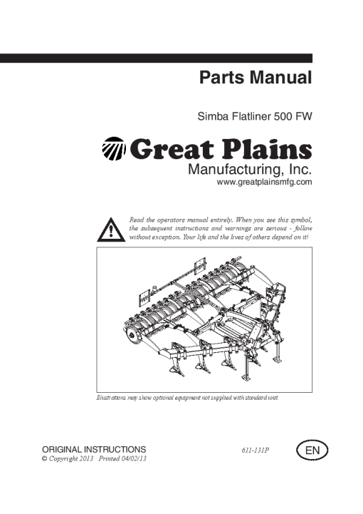 Simba 500FW Flatliner 2013 Parts Manual Catalog Pdf Download