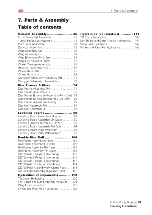 Simba 8-10m Press Range From SNo12672 Parts Manual Catalog Pdf Download