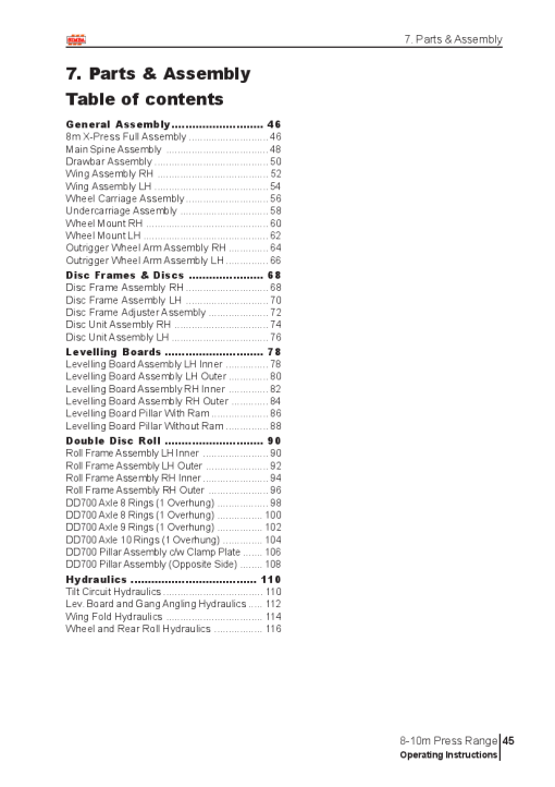 Simba 8-10m Press Range Parts From SNo 12653-12671 Parts Manual Catalog Pdf Download