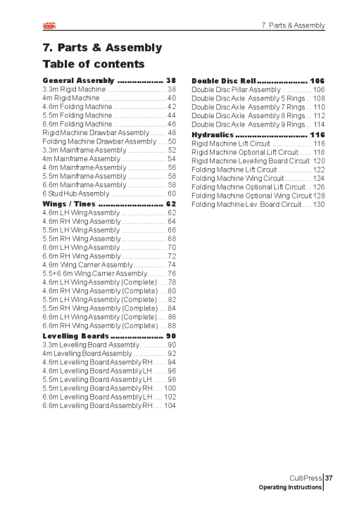 Simba CultiPress 2004 Parts Manual Catalog Pdf Download