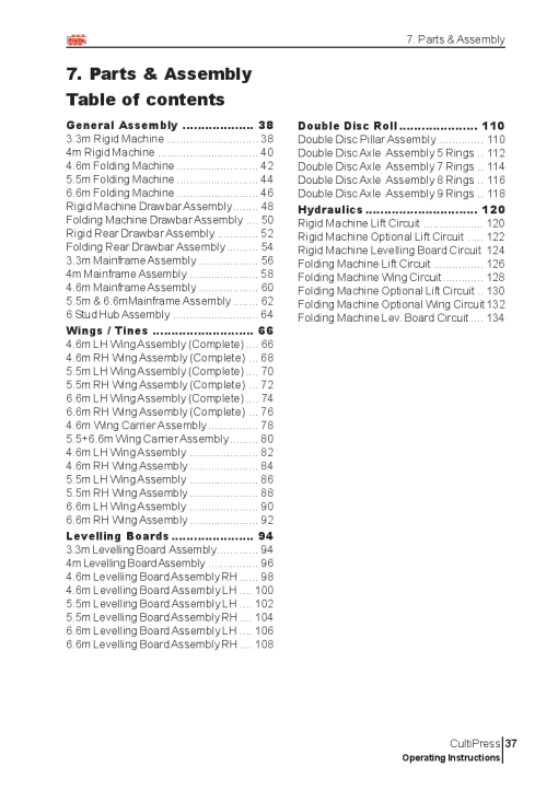 Simba CultiPress 2009 (rigid tine) Parts Manual Catalog Pdf Download