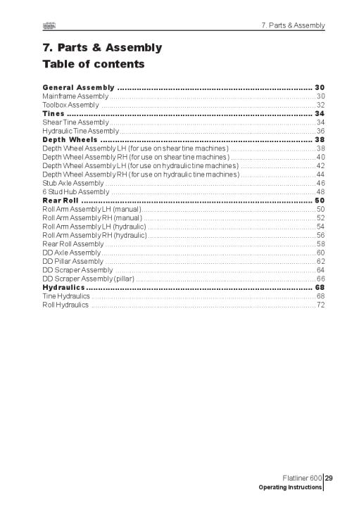 Simba FL600 Flatliner Parts Manual Catalog Pdf Download