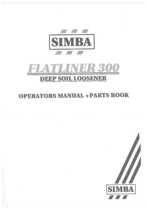Simba Flatliner 300 Operation Maintenance and Parts Manual PDF download
