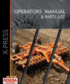 Simba Great Plains X-Press P17897A Disc Harrow Compact 2011 Operation Maintenance and Parts Manual PDF download