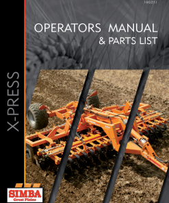 Simba Great Plains X-Press P17897B Disc Harrow Compact 2011 Operation Maintenance and Parts Manual PDF download