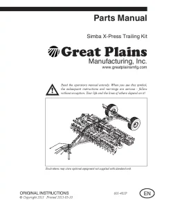 Simba Great Plains X-Press Trailing Kit Disc Harrow Compact 2013 Parts Manual Catalog Pdf Download