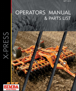 Simba Great Plains Xpress 3PL P1734F Disc Harrow Compact 2010- Operation Maintenance and Parts Manual PDF download