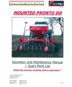 Simba Horsch Pronto DD 3PL P12301 Operation Maintenance and Parts Manual PDF download