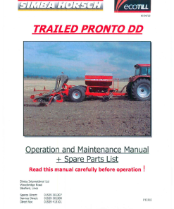 Simba Horsch Pronto DD Trailed P12302 Operation Maintenance and Parts Manual PDF download