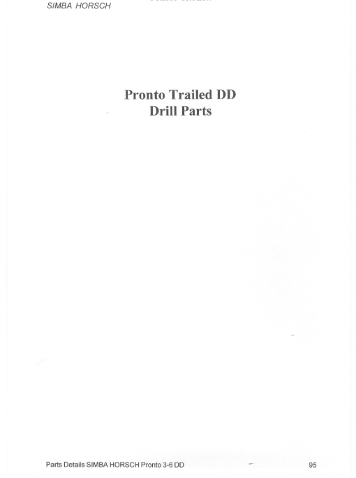 Simba Horsch Pronto DD Trailed P12302 Parts Manual Catalog Pdf Download
