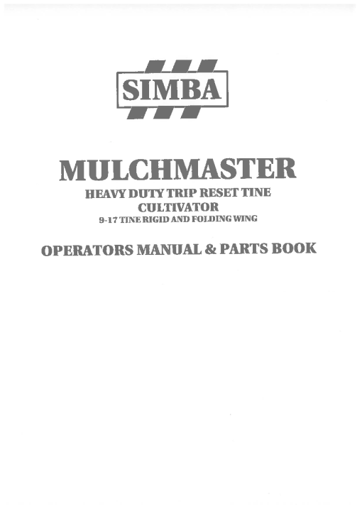Simba Mulchmaster Operation Maintenance and Parts Manual PDF download