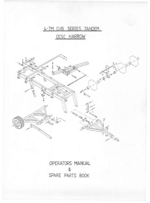 Simba SPM 4-4M CUB series Tandem Disc Harrow Parts Manual Catalog Pdf Download
