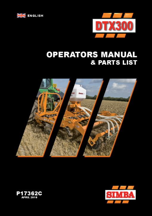 Simba SPM Great Plains DTX 300 year 2010-P17362C Operation Maintenance and Parts Manual PDF download