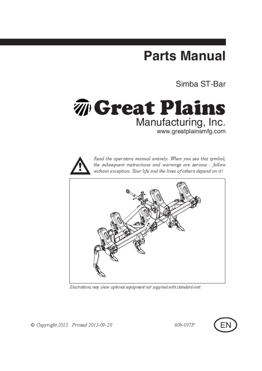 Simba ST Bar 606-037P year 2013 Parts Manual Catalog Pdf Download