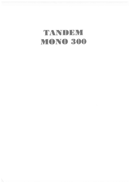 Simba Tandem Mono 300 Operation Maintenance and Parts Manual PDF download