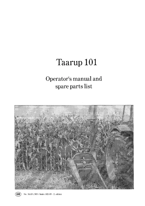 Taarup 101 Maize choppers Operation Maintenance and Parts Manual PDF download