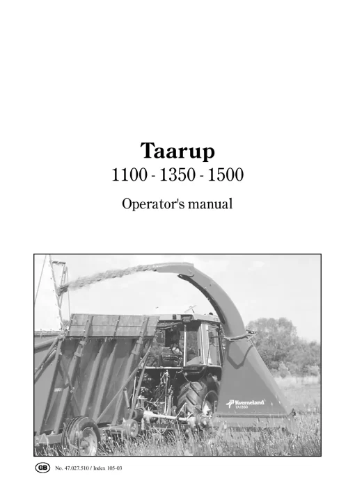 Taarup 1100 1300 1500 Forage harvesters 2003 Operation Maintenance Manual PDF download