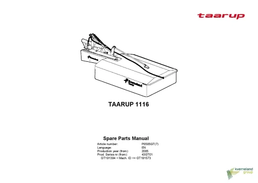 Taarup 1116 Drum Mower 2005_43GT01 Parts Manual Catalog Pdf Download