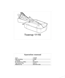Taarup 1116 Drum Mower 2006_44GT01 Operation Maintenance Manual PDF download